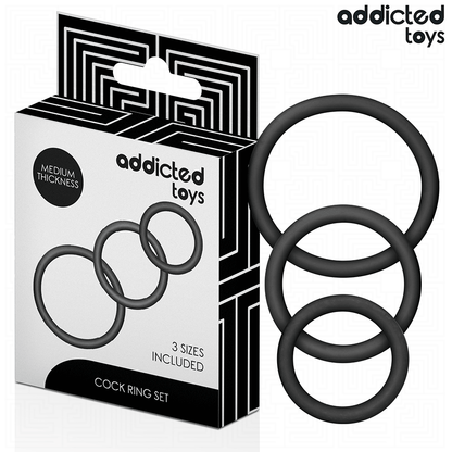 Close-up of the Addicted Toys Conjunto de Anéis Penianos de Silicone with 3 different sizes.