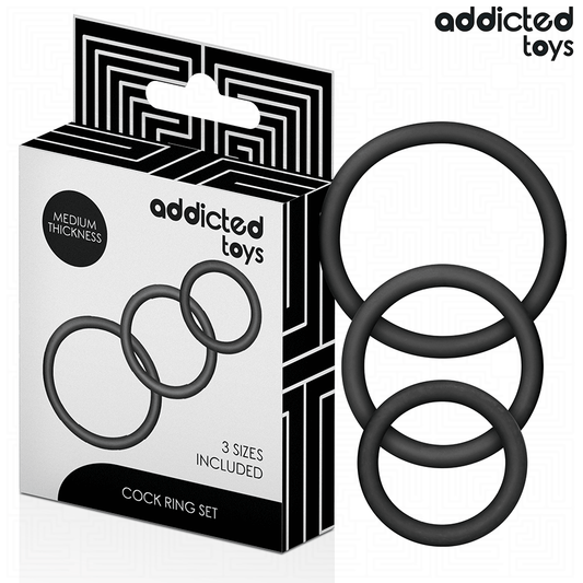Close-up of the Addicted Toys Conjunto de Anéis Penianos de Silicone with 3 different sizes.