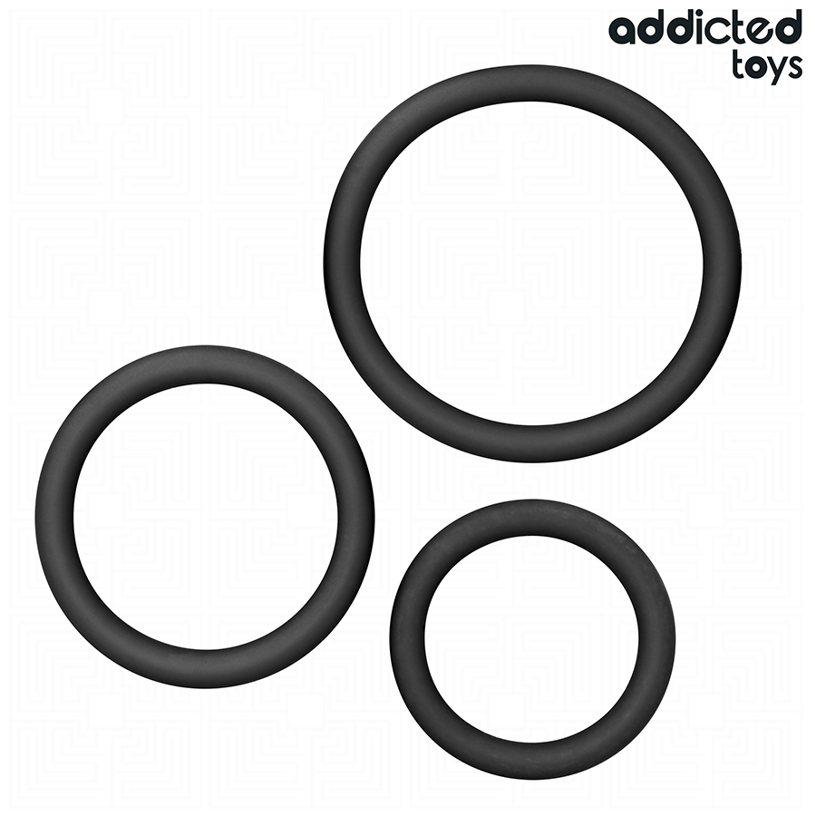 Close-up of the Addicted Toys Conjunto de Anéis Penianos de Silicone with 3 different sizes.