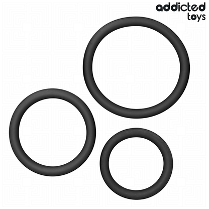 Close-up of the Addicted Toys Conjunto de Anéis Penianos de Silicone with 3 different sizes.