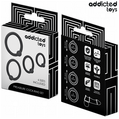 Conjunto de Anéis Penianos de Silicone ADDICTED TOYS para controlo e estimulação
