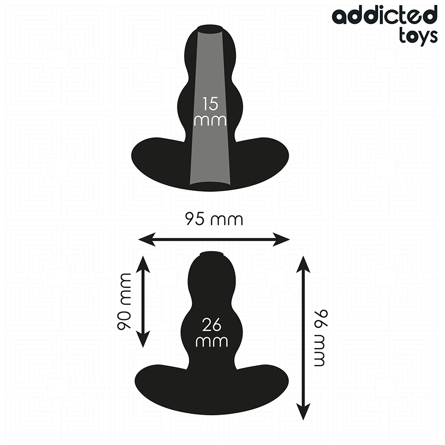 Close-up of the Addicted Toys Hollow Anal Plug M, showing its silicone texture and design for anal exploration.