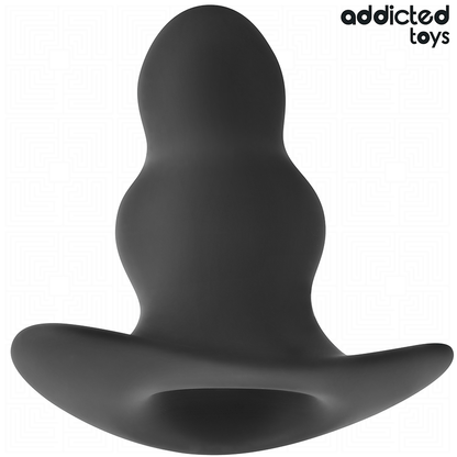Close-up of the Addicted Toys Hollow Anal Plug M, showing its silicone texture and design for anal exploration.