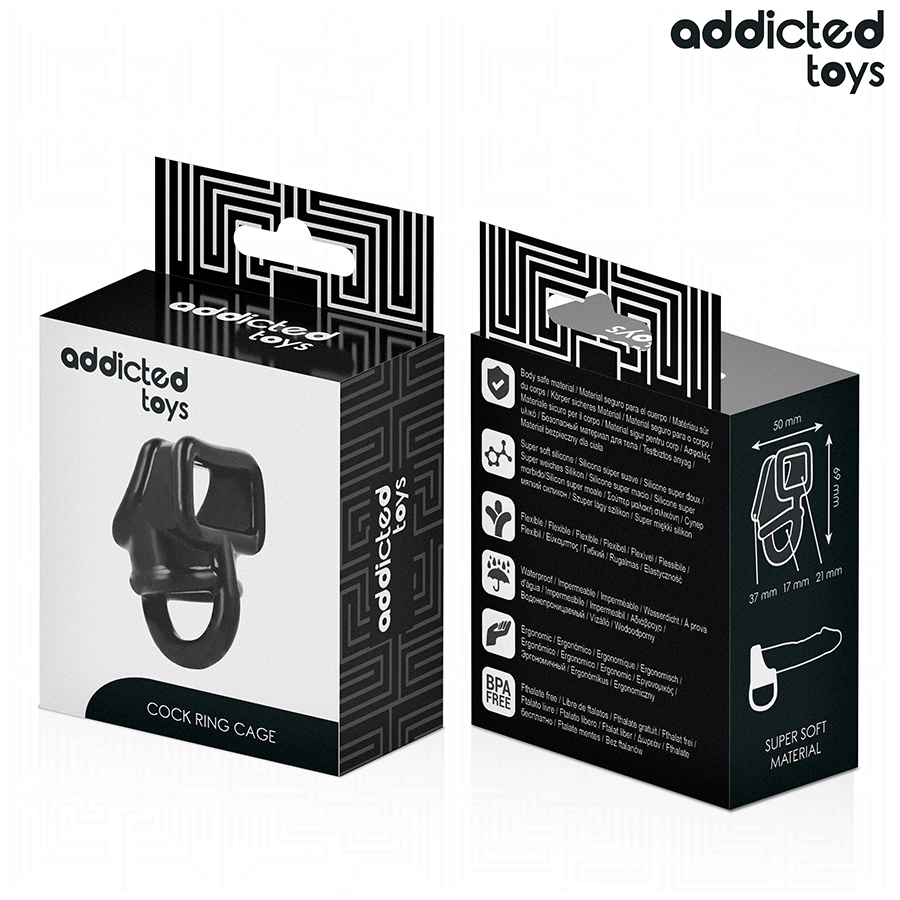 Close-up of the ADDICTED TOYS Anel Peniano de Gaiola showing its design and features.