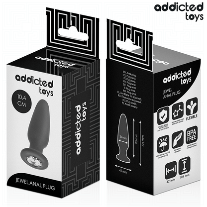 Close-up do Addicted Toys Plug Anal com Joia Tamanho M, destacando seu design ergonómico e base decorativa.