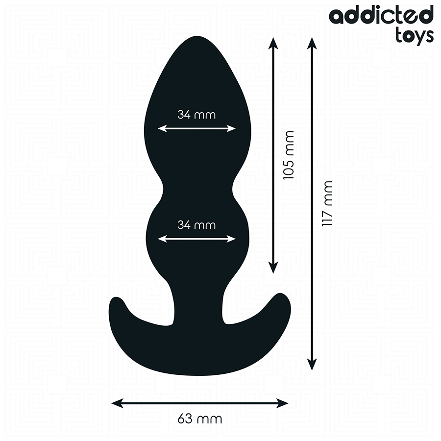 Close-up do Plug Anal Large Addicted Toys, destacando seu design de bola e material de silicone.