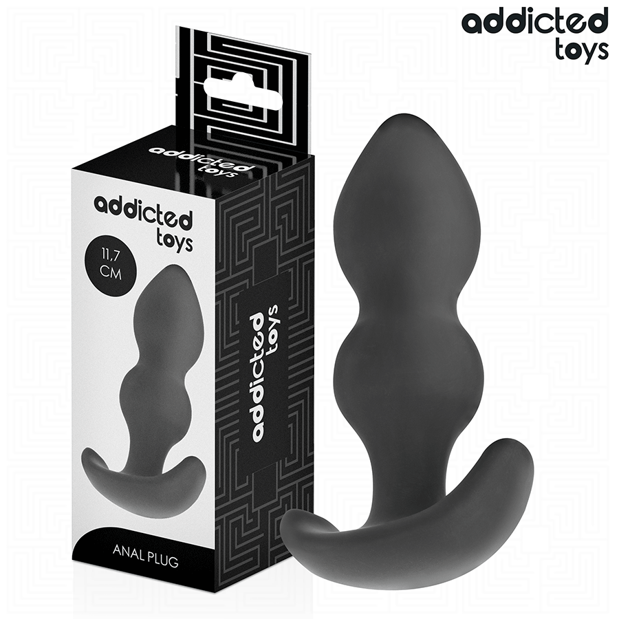 Close-up do Plug Anal Large Addicted Toys, destacando seu design de bola e material de silicone.