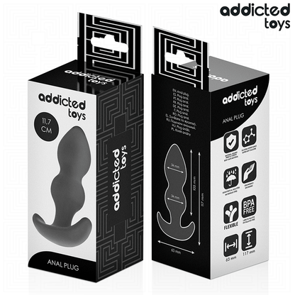 Close-up do Plug Anal Large Addicted Toys, destacando seu design de bola e material de silicone.