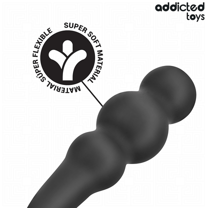 ADDICTED TOYS Plug Anal com Anel Modelo 1 de silicone médico, detalhe do design e textura.