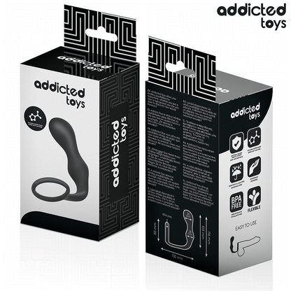 Imagem do Addicted Toys Plug Anal com Anel de Testículos, em silicone médico, mostrando design ergonómico.