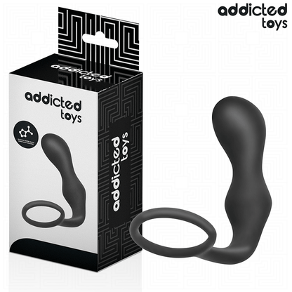 Imagem do Addicted Toys Plug Anal com Anel de Testículos, em silicone médico, mostrando design ergonómico.