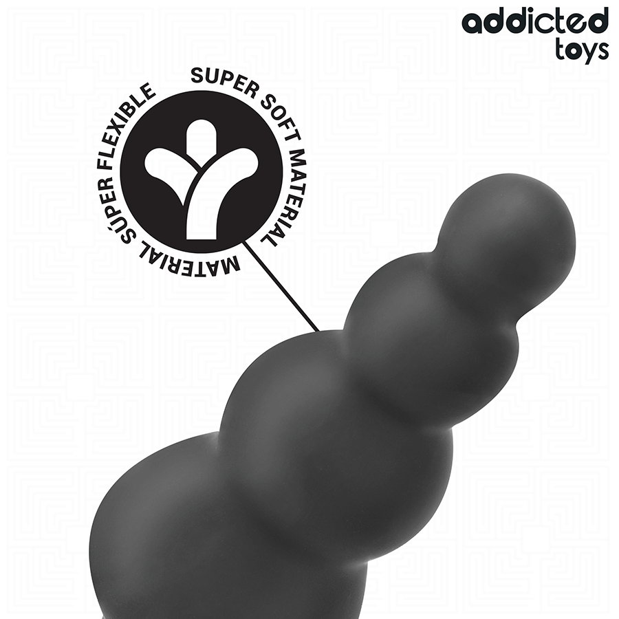 Close-up do ADDICTED TOYS Plug Anal com Anel Modelo 5, mostrando seu design ergonómico e material de silicone médico.