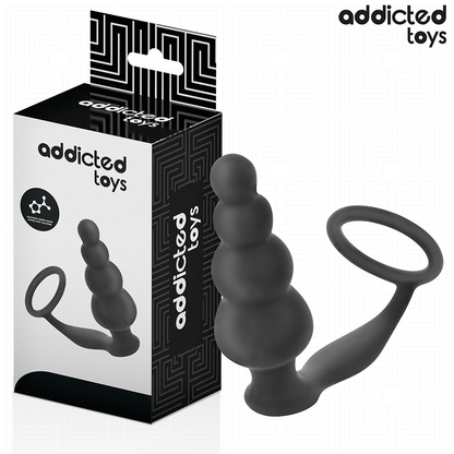 Close-up do ADDICTED TOYS Plug Anal com Anel Modelo 5, mostrando seu design ergonómico e material de silicone médico.