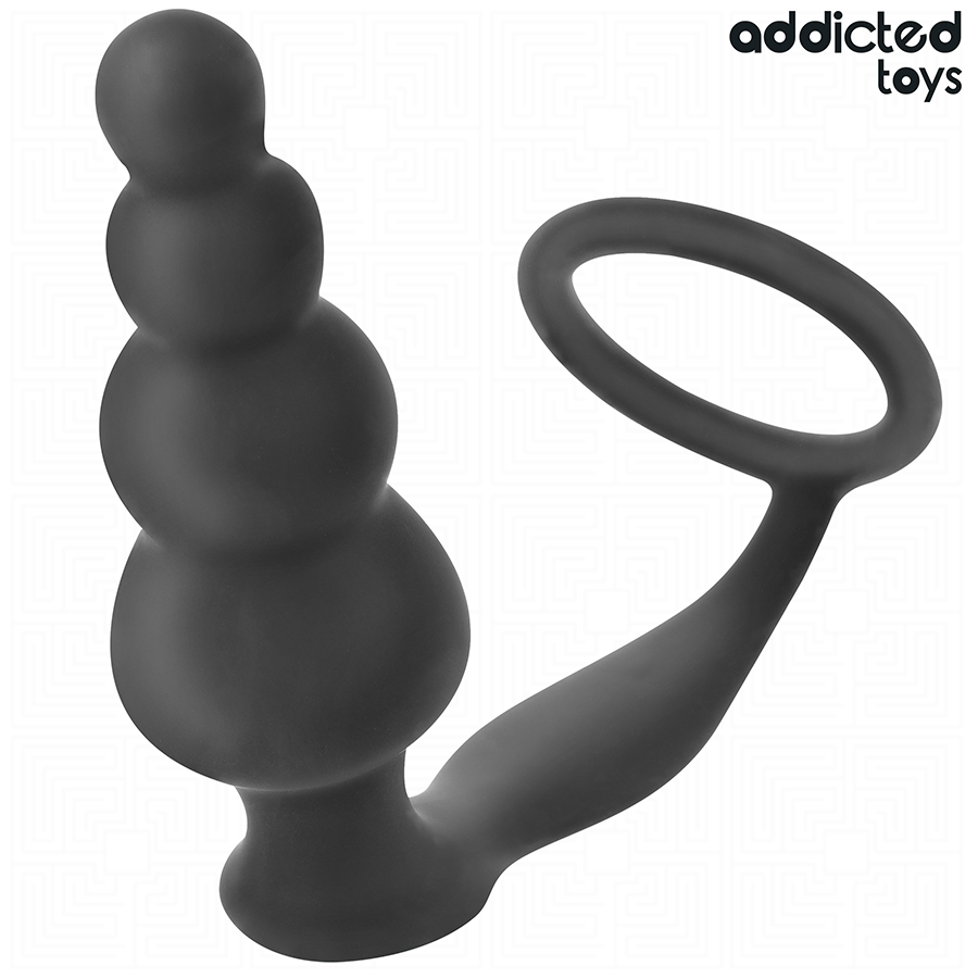 Close-up do ADDICTED TOYS Plug Anal com Anel Modelo 5, mostrando seu design ergonómico e material de silicone médico.