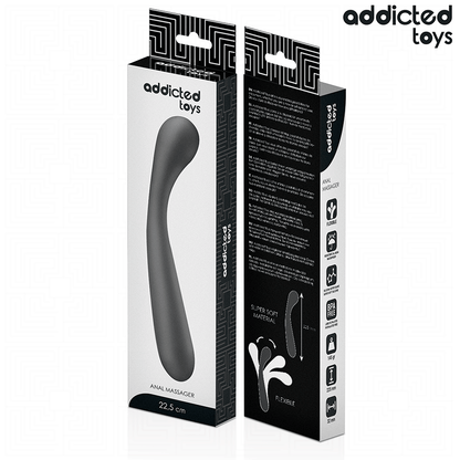 Massageador anal Addicted Toys de silicone médico com 22,5 cm e design ergonómico para estimulação progressiva.