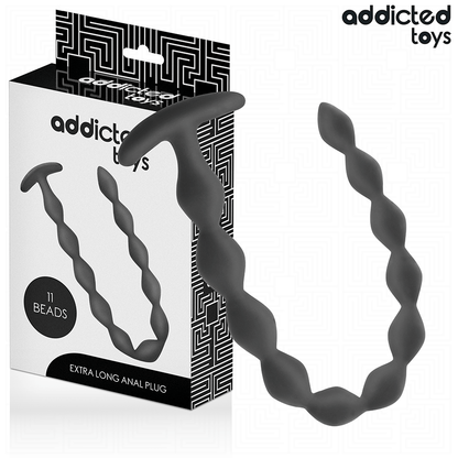 Plug Anal Extra Longo ADDICTED TOYS em silicone, detalhe do design alongado para estimulação profunda.