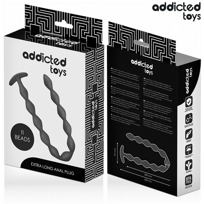Plug Anal Extra Longo ADDICTED TOYS em silicone, detalhe do design alongado para estimulação profunda.