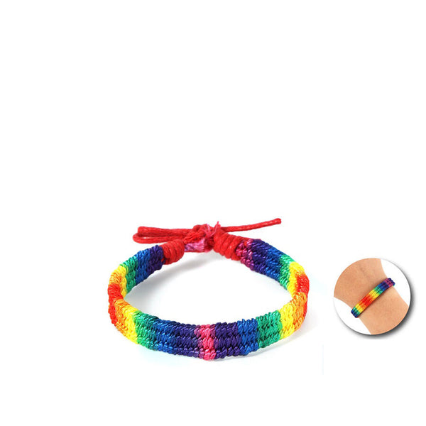 PRIDE - Pulseira Trançada com Bandeira do Arco-Íris