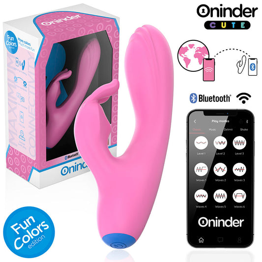 Vibrador ONINDER CUTE Love Bunny com controlo por app, design ergonómico e estimulação dupla para Ponto G e clitóris.