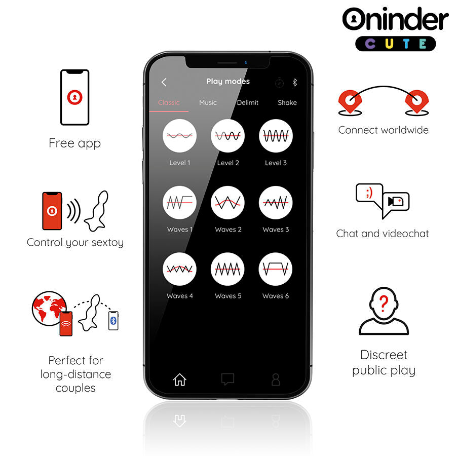 ONINDER CUTE Plug Anal Vibrante Roxo com Controle por App