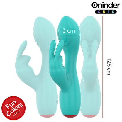Close-up do vibrador ONINDER CUTE Rabbit com controlo por app, mostrando o design ergonómico e estimulador de clítoris.