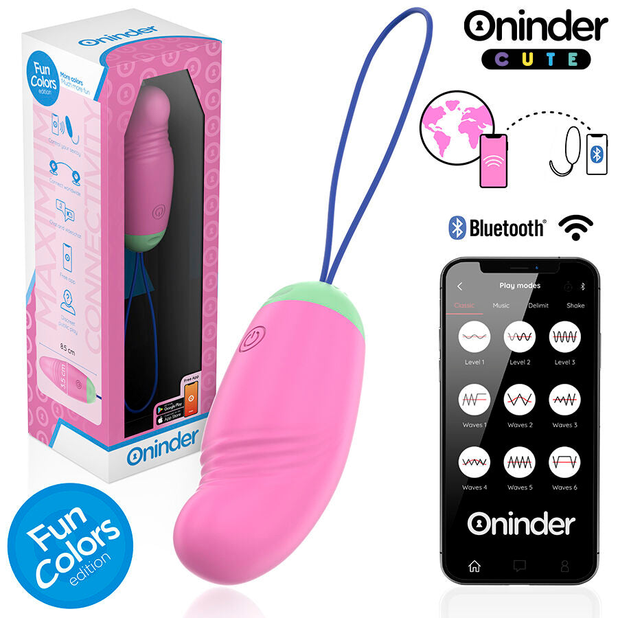 Ovo vibratório ONINDER CUTE com vibração 360 e controlo por aplicação, em silicone macio