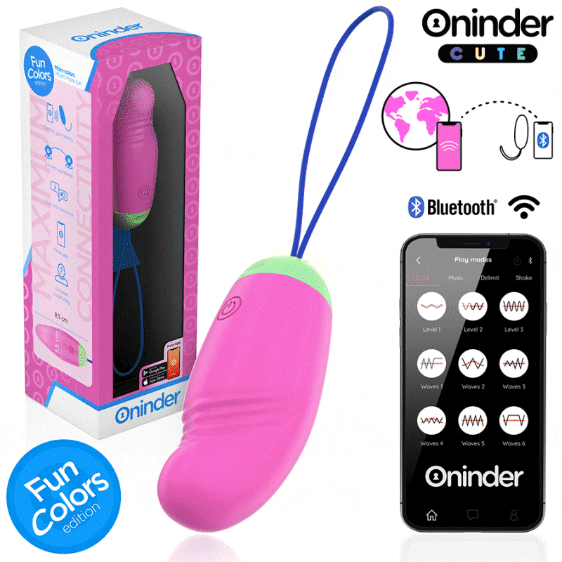 Ovo vibratório ONINDER CUTE com vibração 360 e controlo por aplicação, em silicone macio