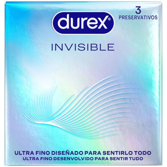 Preservativos Durex Ultra Finos Invisíveis 3 Unidades para máxima sensação e proteção.