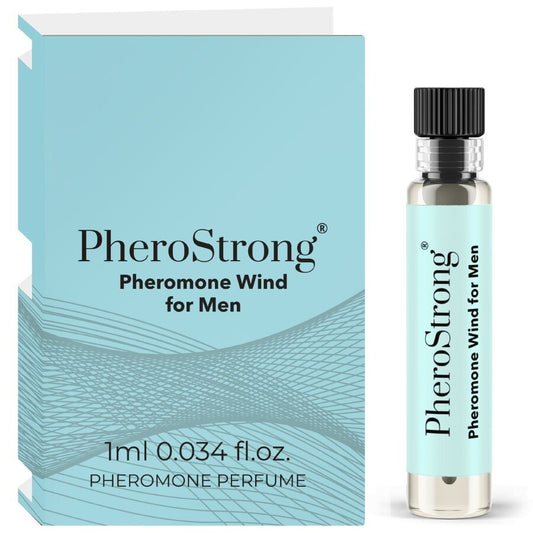 PheroStrong Perfume Feromonas Wind Masculino 1 ML, frasco elegante.