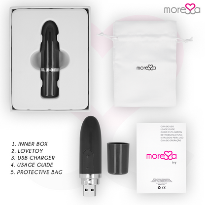 MORESSA Ivy Vibrador Estimulador de Viagem Preto Discreto com design elegante e compacto.
