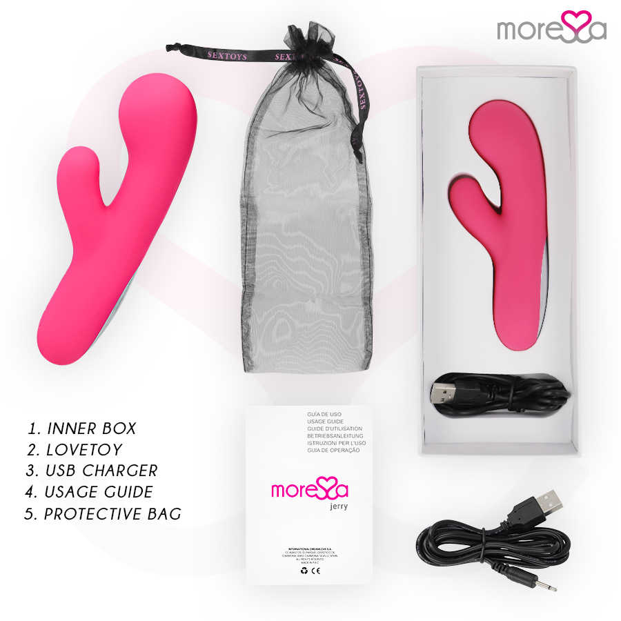 Vibrador MORESSA Jerry Premium de silicone recarregável para Ponto G e clítoris.