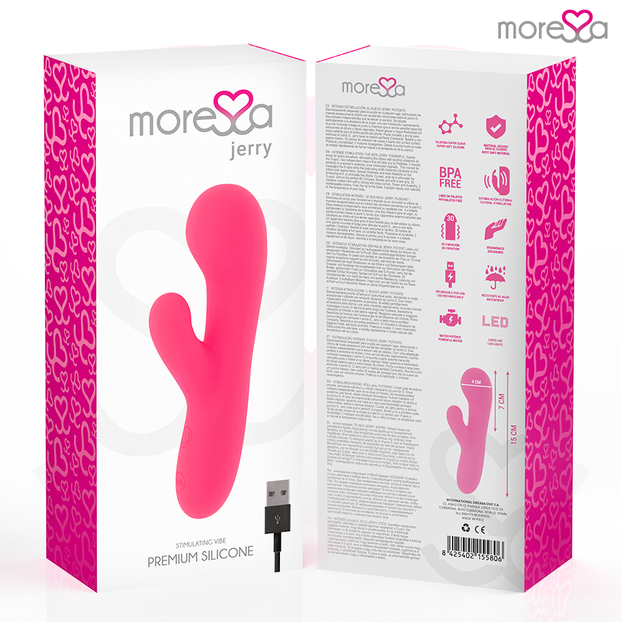 Vibrador MORESSA Jerry Premium de silicone recarregável para Ponto G e clítoris.