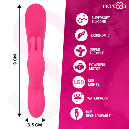 MORESSA Telmo Vibrador Coelho de Silicone Premium Recarregável com Estimulador Clitoriano.