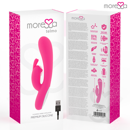 MORESSA Telmo Vibrador Coelho de Silicone Premium Recarregável com Estimulador Clitoriano.