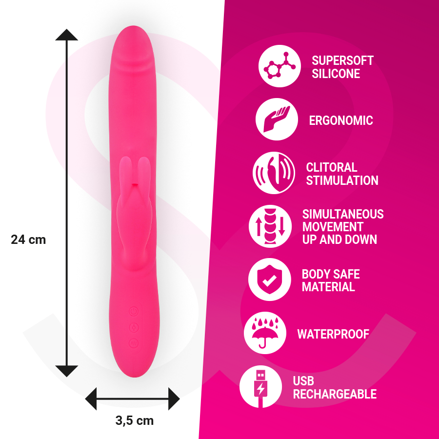 Vibrador MORESSA Warren de silicone premium recarregável para estimulação dupla.