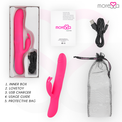 Vibrador MORESSA Warren de silicone premium recarregável para estimulação dupla.