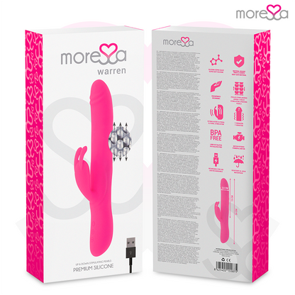 Vibrador MORESSA Warren de silicone premium recarregável para estimulação dupla.