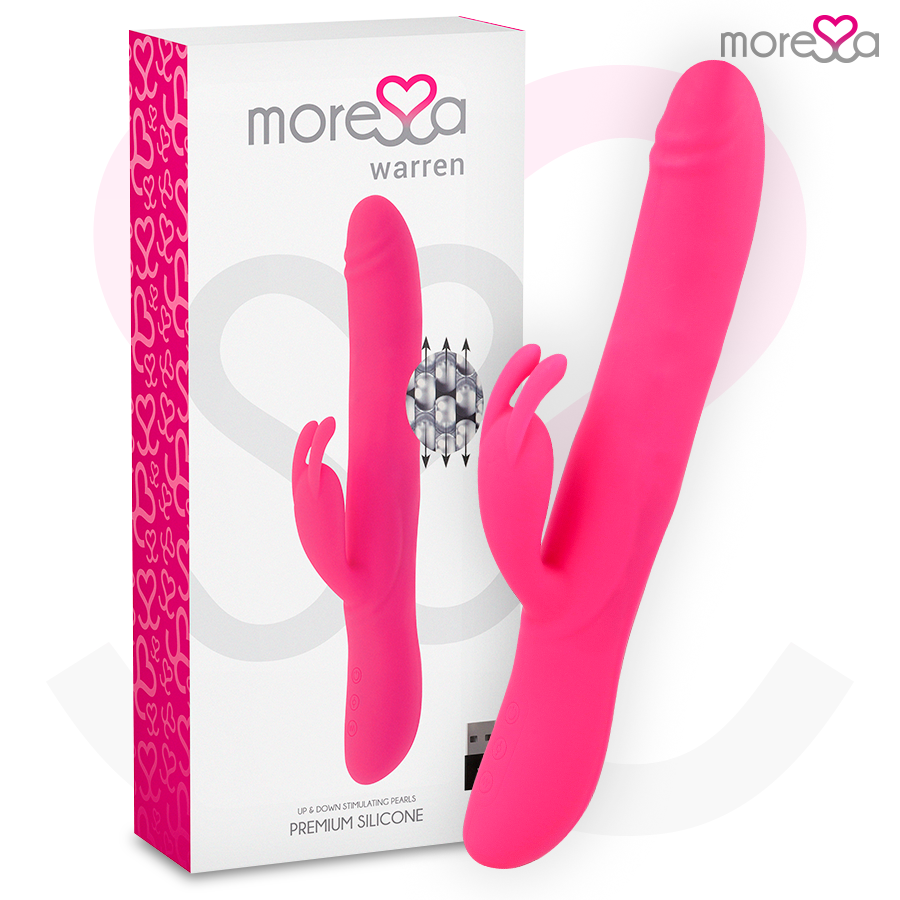 Vibrador MORESSA Warren de silicone premium recarregável para estimulação dupla.