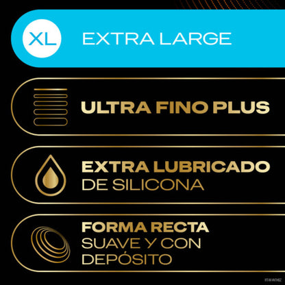 Embalagem dos preservativos DUREX Total Connection XL Ultra Fino Plus Sem Látex 10 Unidades, destacando o design e as características.