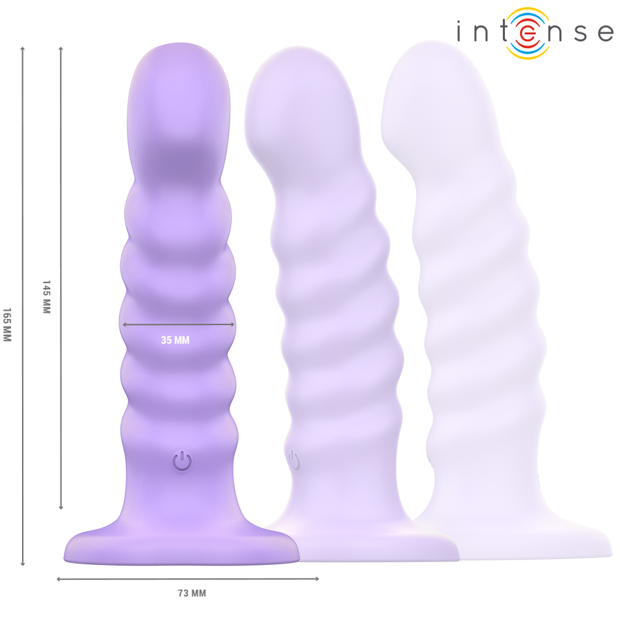 Vibrador INTENSE Brenda M Roxo com design espiral, 10 vibrações e controle remoto.