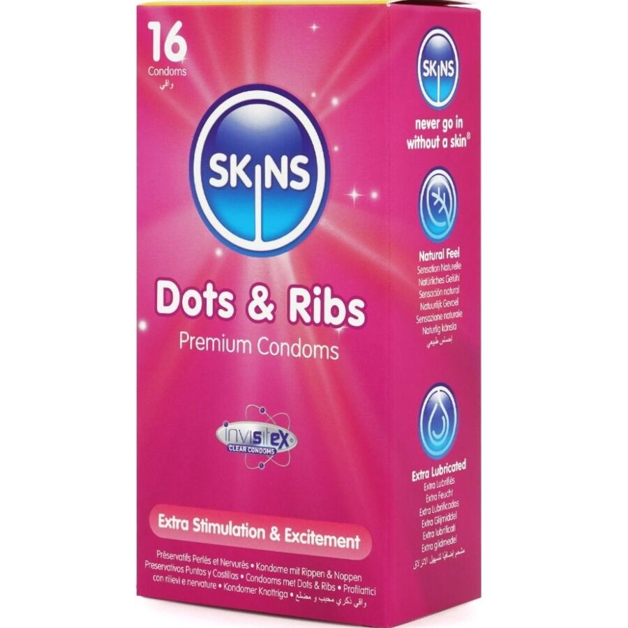 Preservativos Dots & Ribs Premium Paquete de 16