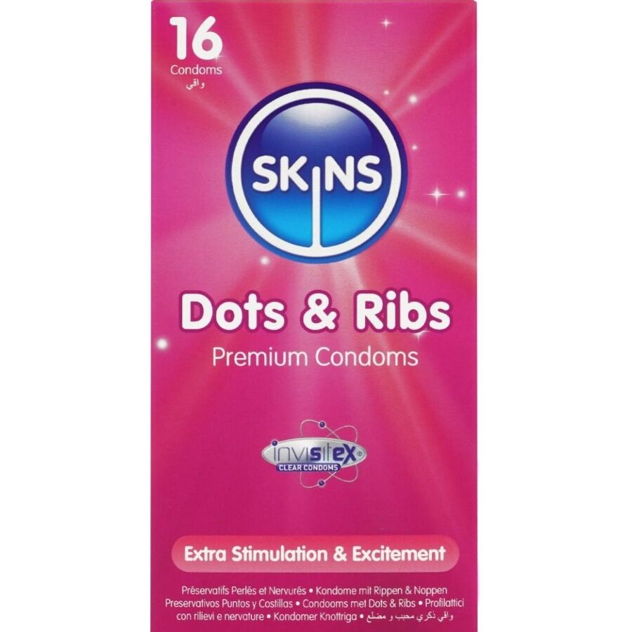Preservativos Dots & Ribs Premium Paquete de 16