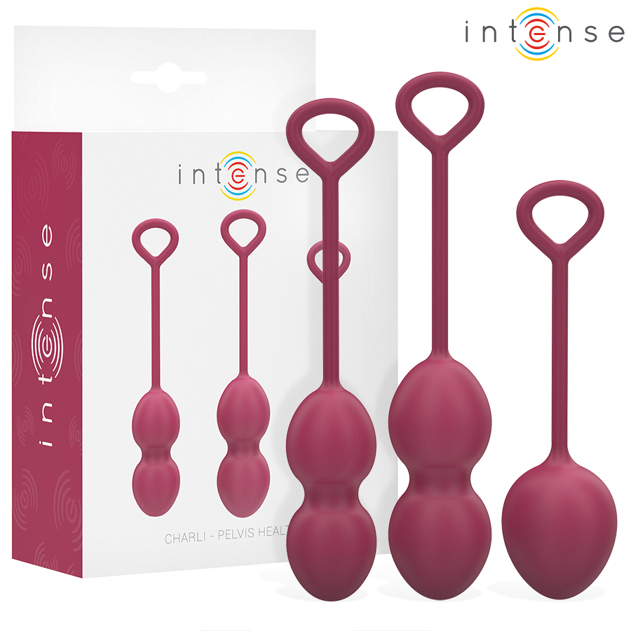 INTENSE Kit Bolas de Kegel Charli Burgundy 3 Peças para fortalecimento do assoalho pélvico.