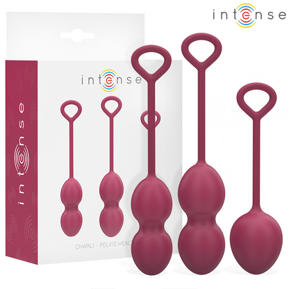 INTENSE Kit Bolas de Kegel Charli Burgundy 3 Peças para fortalecimento do assoalho pélvico.
