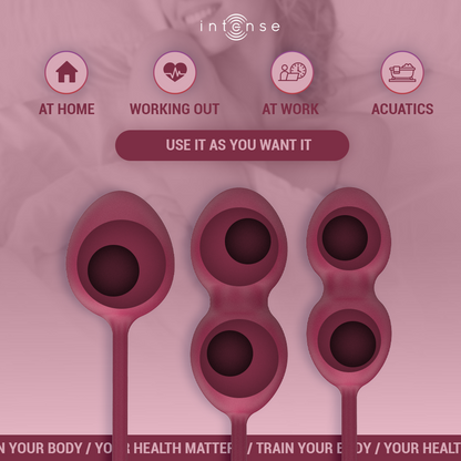 INTENSE Kit Bolas de Kegel Charli Burgundy 3 Peças para fortalecimento do assoalho pélvico.