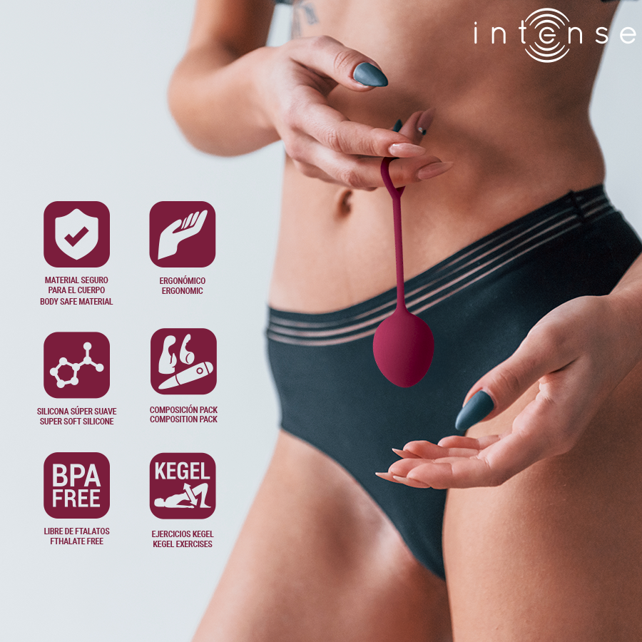 INTENSE Kit Bolas de Kegel Charli Burgundy 3 Peças para fortalecimento do assoalho pélvico.