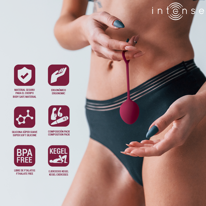 INTENSE Kit Bolas de Kegel Charli Burgundy 3 Peças para fortalecimento do assoalho pélvico.