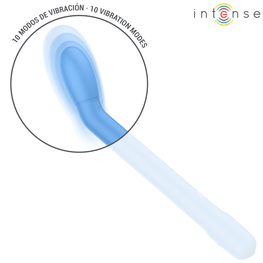 Close-up do INTENSE Estimulador de Ponto G Karlie Azul, mostrando seu design ergonômico e cor.