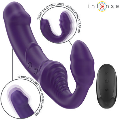 INTENSE Vibrador Duplo Jill 20cm Roxo com Controle Remoto para estimulação de casais