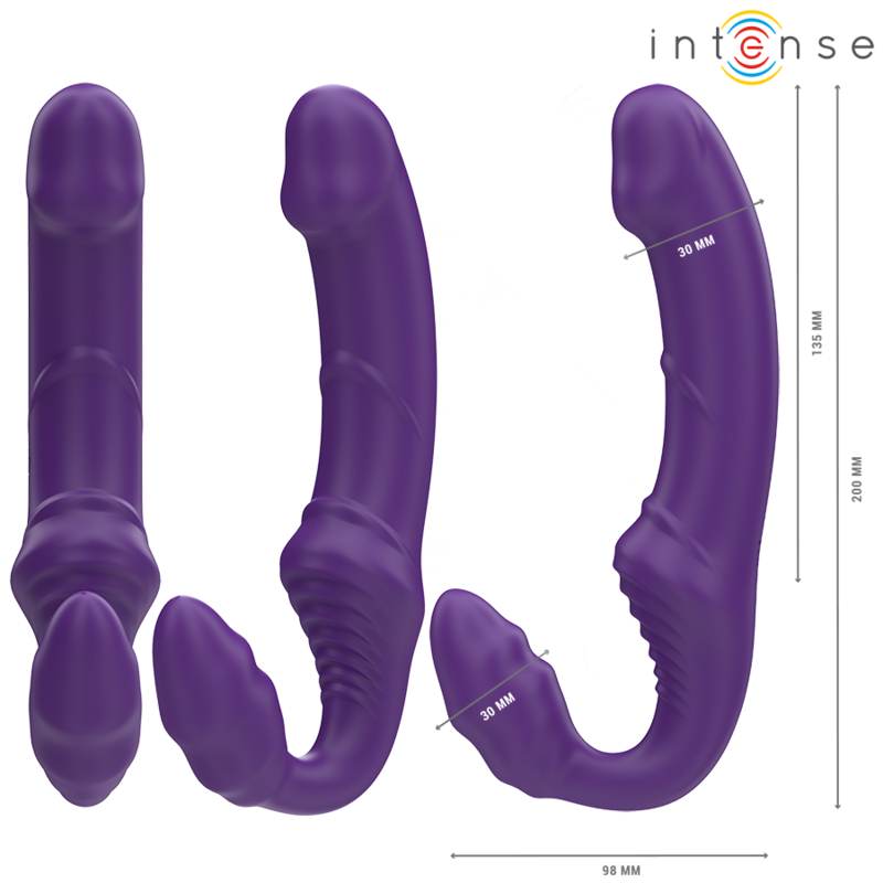 INTENSE Vibrador Duplo Jill 20cm Roxo com Controle Remoto para estimulação de casais